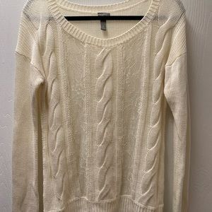 Vanity sweater with two sheer lace panels